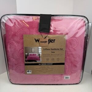 Wrangler Pink Horseshoe 2-Piece Twin Comforter Set All Season Soft Bedding NEW